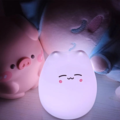 Rynx | Mini Kawaii Popular Cat Baby Night Light 7-Colors Pat Touch Color Changing Eye Protection Bedroom Nightstand Lamp Gift Kids