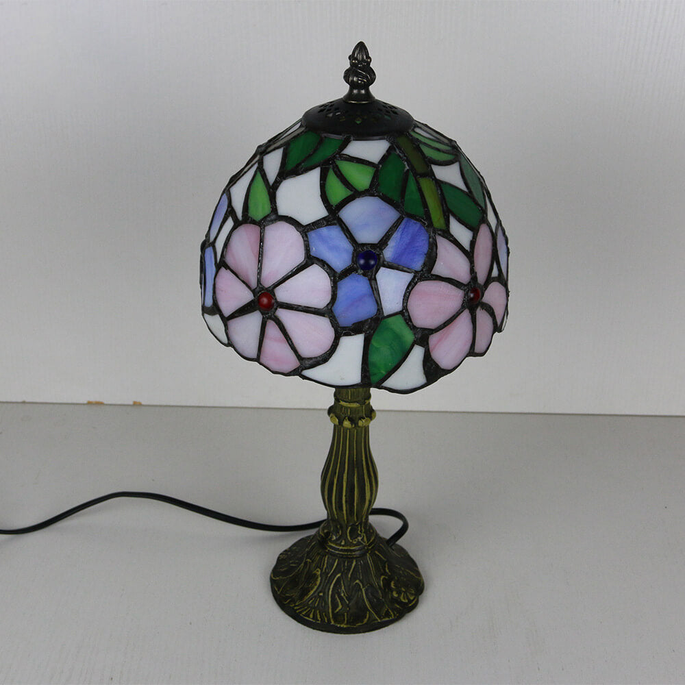 Rynx | Tiffany Vintage Stained Glass Flower Dome 1-Light Table Lamp