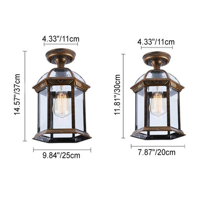Rynx | HexaLux Outdoor Lantern Ceiling Light | Waterproof | Hexagonal Design | Semi-Surface Mount
