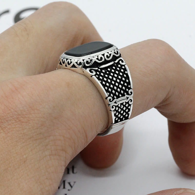 RYNX | Black Onyx and Silver Ring for the Modern Man - Max