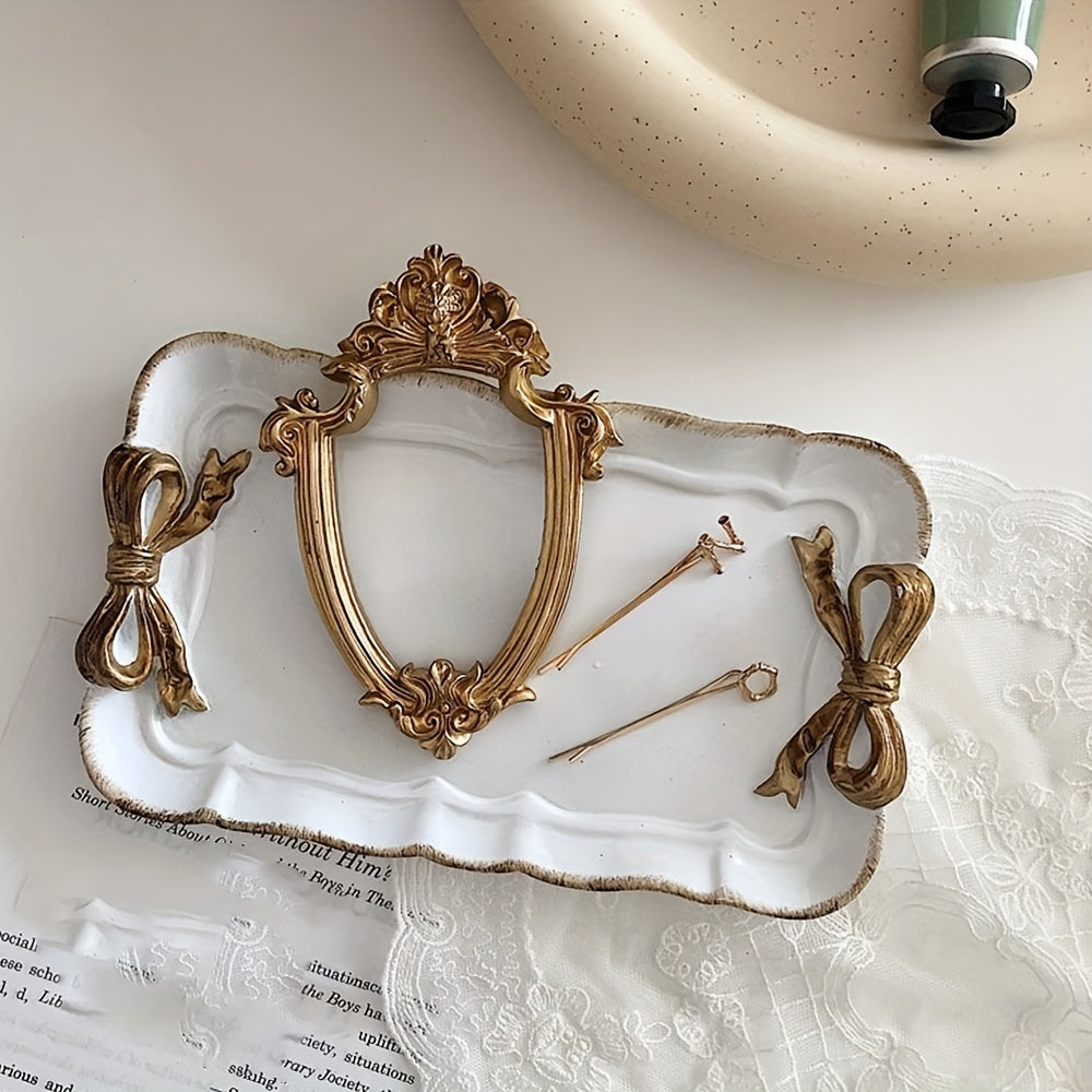 Rynx | VintageServe-Dessert Plate - Rectangular Harse Candy Bowl with Bow Button