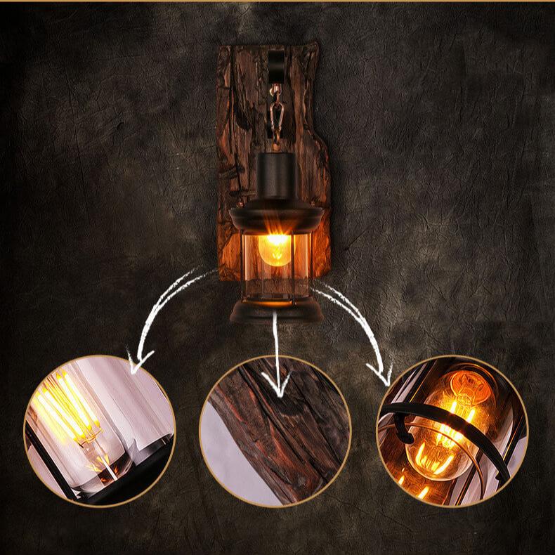 RYNX | Lichtglas – Cylinder Wall Lamp With Glass Base, Iron And Wood
