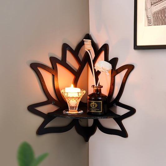 Rynx | LotusWood - Floating Wood Shelf in Lotus Shape