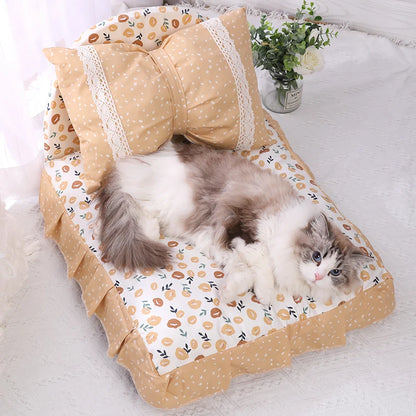 Rynx | Cute Bow Cat and Dog Bed with Removable Cushion Safe