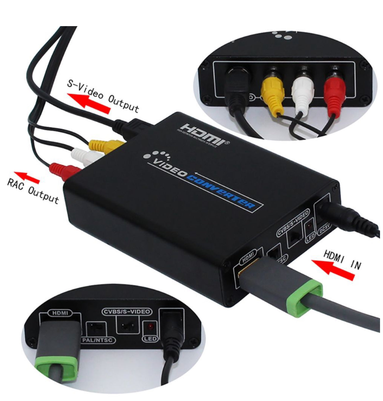 Rynx | HDMI to S-Video / 3 female RCA converter