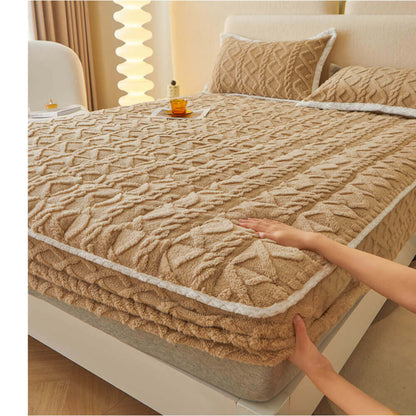 RYNX | Washable Fluffy Fitted Sheet Mattress Cover Khaki
