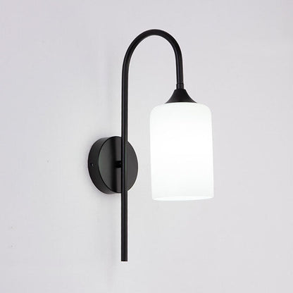 Rynx | GlintArc Wall Lamp | Minimalist Cylinder Glass Design | Flexible Arm | 1-Light Wall Light for Stylish Spaces