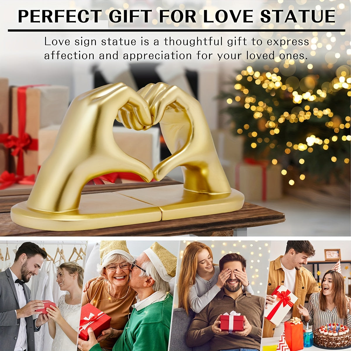 Rynx | Heavy Duty Bookends with Golden Finger Heart Design - Modern Art for Home Decoration