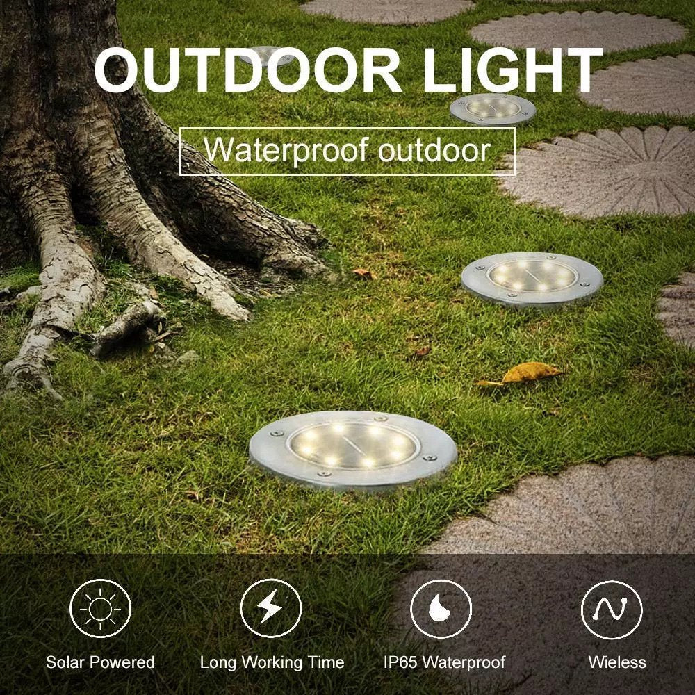 Rynx | 4 Pack Solar Lights 8 LED Solar Lights Outdoor Solar-Powered Garden Lights Waterproof Recessed Lights for Patio Path Garden Lawn Courtyard Driveway Patio Walkway