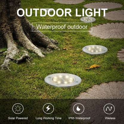 Rynx | 4 Pack Solar Lights 8 LED Solar Lights Outdoor Solar-Powered Garden Lights Waterproof Recessed Lights for Patio Path Garden Lawn Courtyard Driveway Patio Walkway
