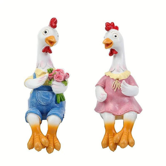 Rynx | Shady resin chicken duo for garden and balcony magic