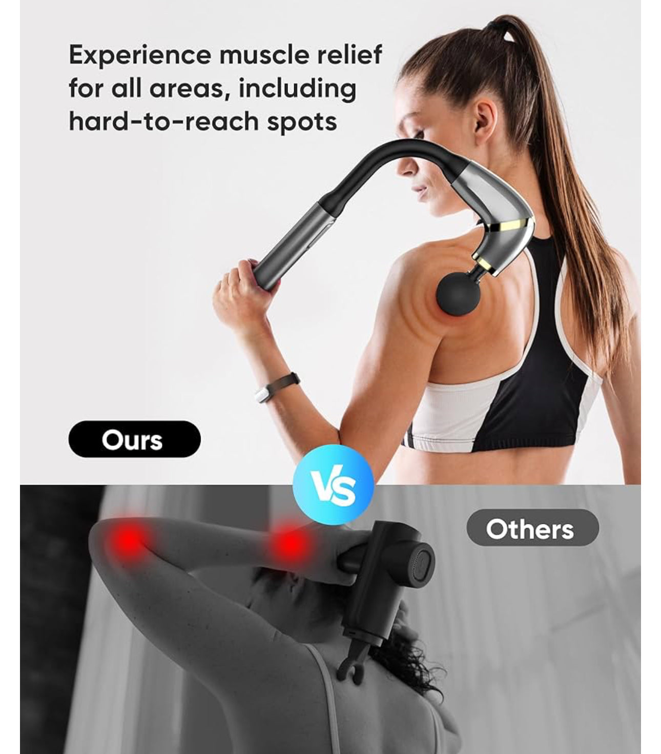 Rynx | U-shaped massage gun for full body training 4 massage heads