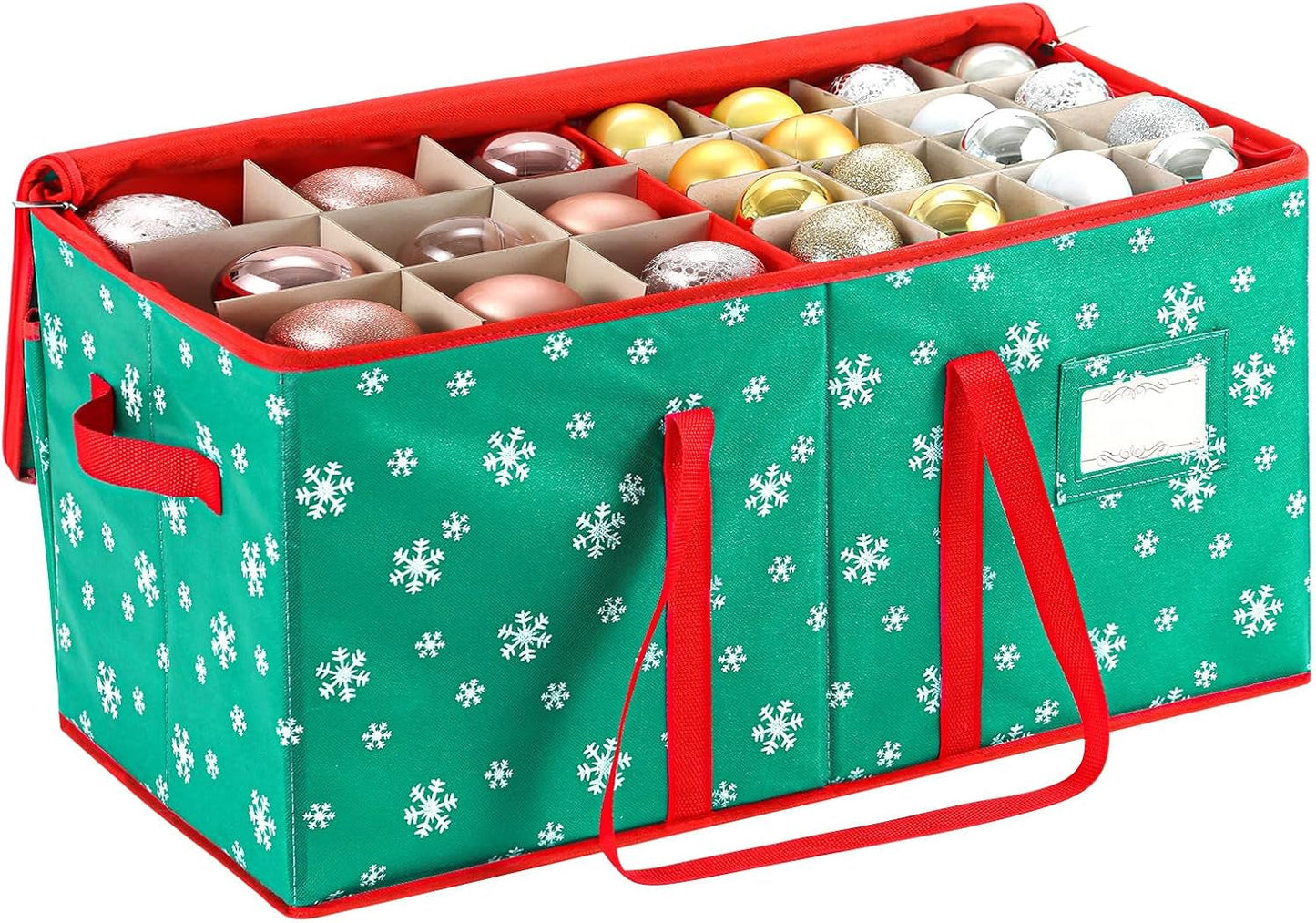 Rynx | Large Christmas ornament storage container box with zipper closure
