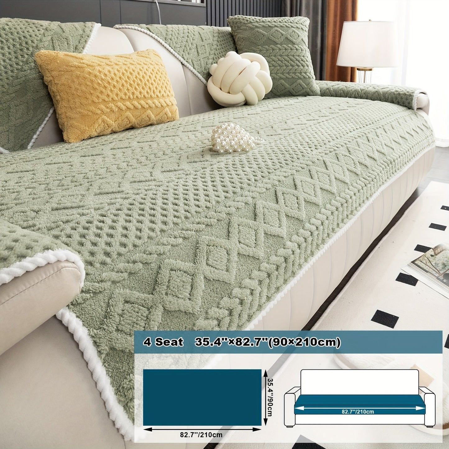 Rynx | 1pc Sofa Slipcover - Pet Dog Friendly, Fuzzy Non-Slip, Breathable Sofa Cover for Bedroom, Office, Living Room Decor