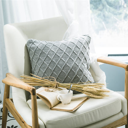 Rynx | Elegant Gray Knitted Pattern Decorative Pillowcase