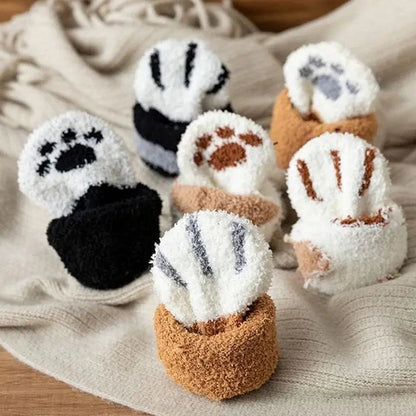 Rynx | Cozy Cat Paw Socks – Plush Fleece Ankle Socks with Elastic Fit