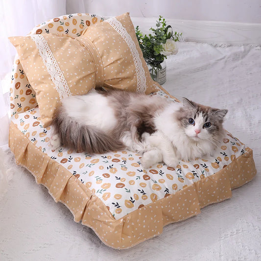 Rynx | Cute Bow Cat and Dog Bed with Removable Cushion Safe
