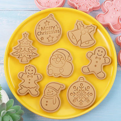 Rynx | 8 Pieces/Set DIY Cake Decoration Tools Christmas Cartoon Cookie Cutter Set Plastic Baking Molds Cookie Tools