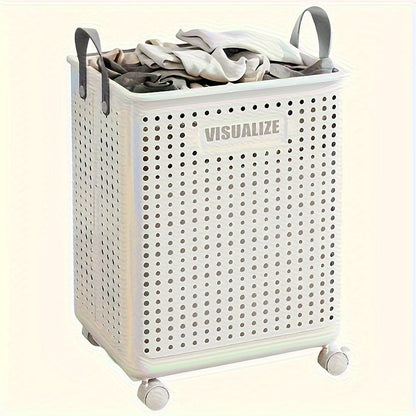 Rynx | Foldable Plastic Laundry Basket with Wheels