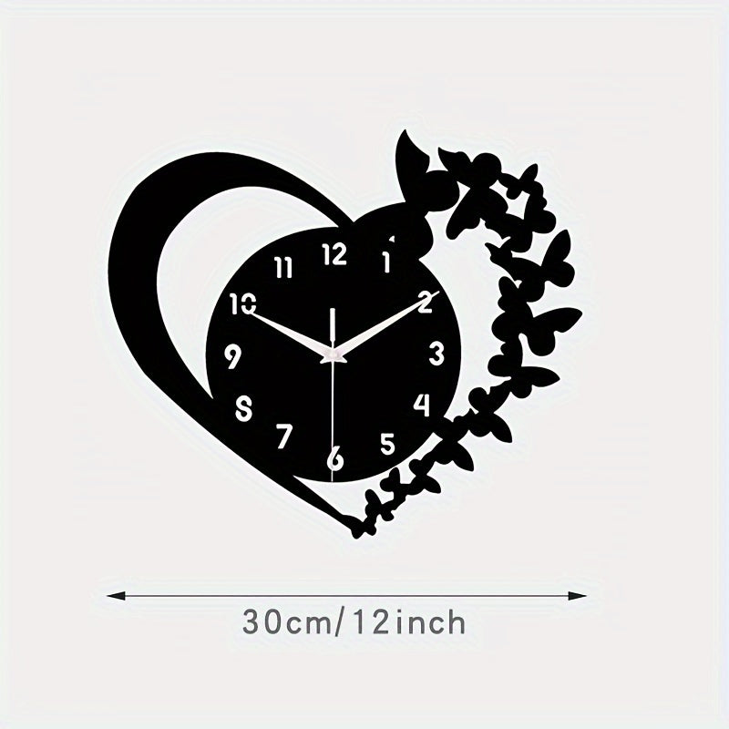 Rynx | Silent Heart-Shaped Acrylic Wall Clock - Frameless Love Design for Living Room, Bedroom & Office