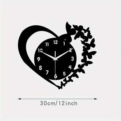 Rynx | Silent Heart-Shaped Acrylic Wall Clock - Frameless Love Design for Living Room, Bedroom & Office