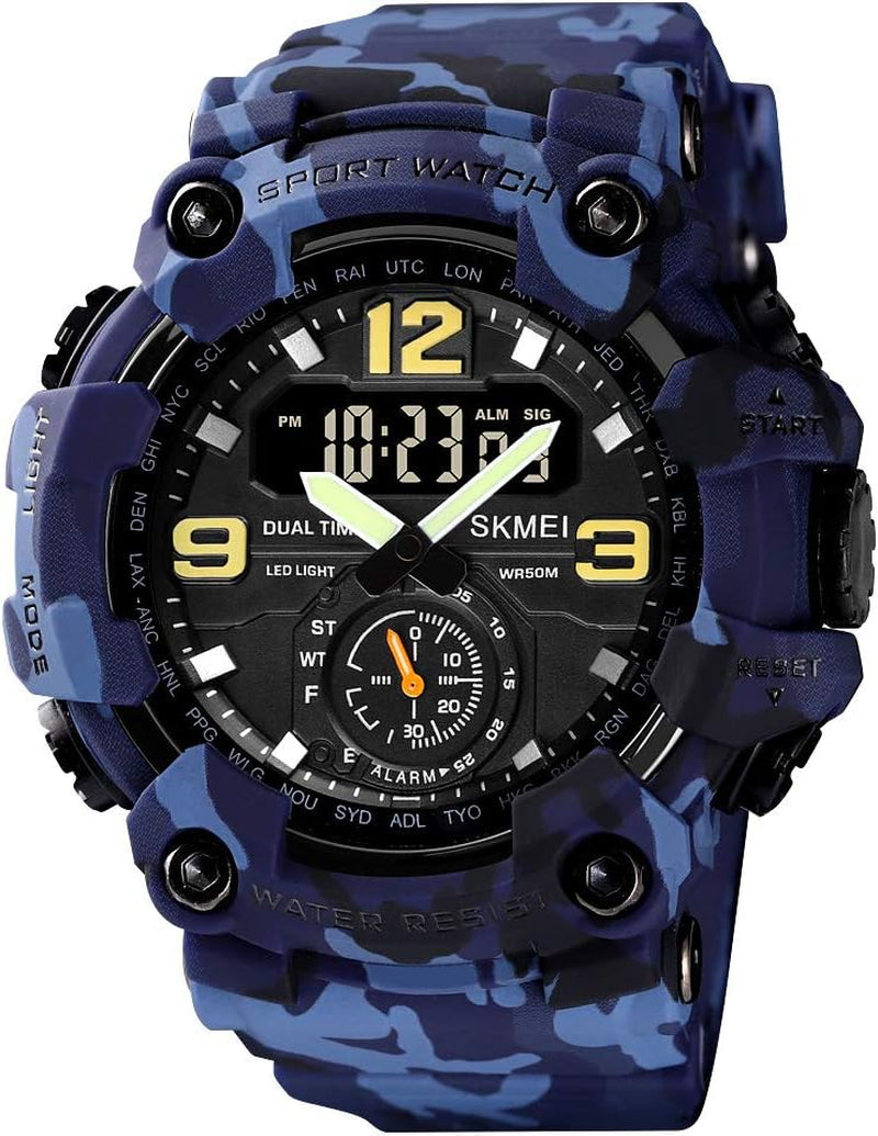 Rynx | Men's multifunctional large face sports watch, waterproof shockproof camouflage series