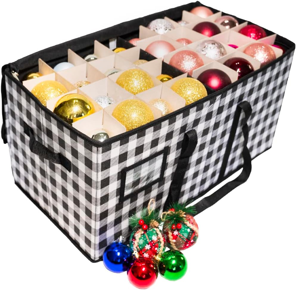 Rynx | Large Christmas ornament storage container box with zipper closure