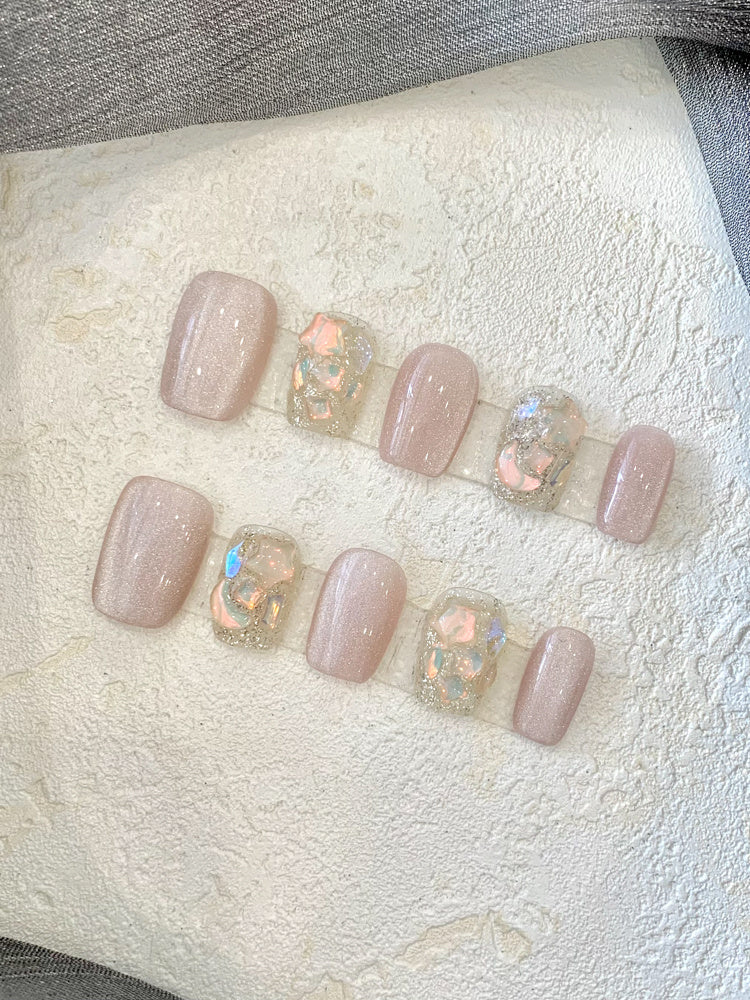 Rynx | Handmade Wearable Armor Blooming Student Pregnant Women Can Use Removable Fake Nail Patches Short Square Nail Shaped Piece