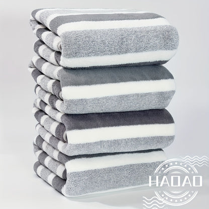 Rynx | 4 Piece Luxurious Striped Bath Towel Set - Ultra-Absorbent, Quick-Drying, Super Soft, Skin-Friendly - Ideal for Home Bathroom and Daily Showering Needs