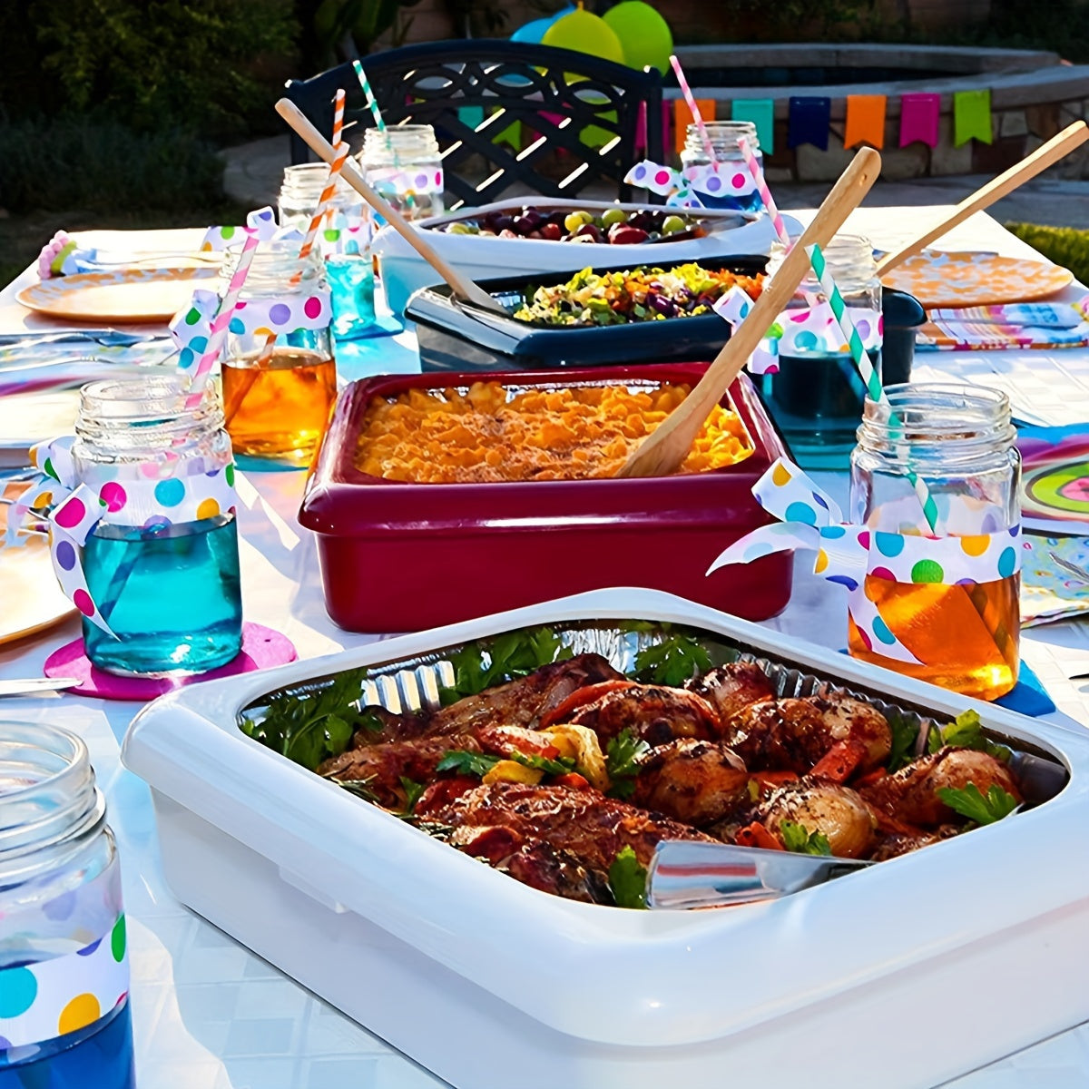 Rynx | Portable Casserole Tableware - Indoor and Outdoor Picnic Box for BBQ, Baked Rice, and Clay Pot Dishes - Fresh-Keeping Silver Foil Pan