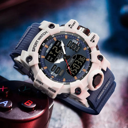 Rynx | Dual Display Sports Watch for Men - Waterproof, Shock Resistant with Multifunctional Digital Display
