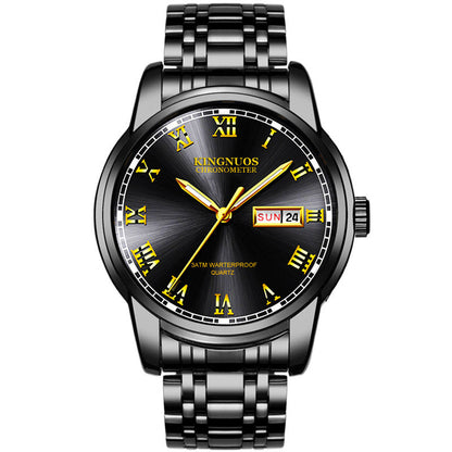 Rynx | Transnational Hot Double Calendar Steel Belt Watch Business Non-mechanical