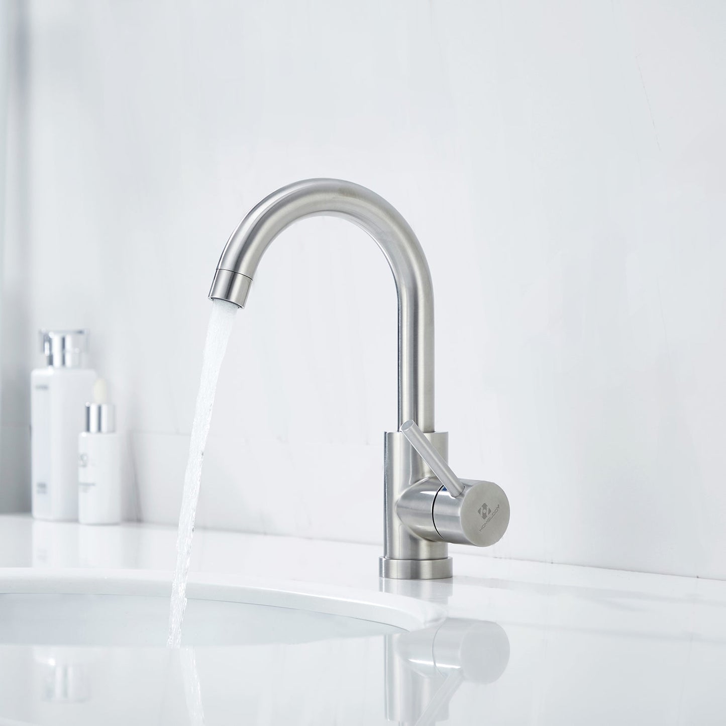 Rynx | Stainless Steel Low Pressure Basin Mixer Brushed Single Lever Faucet Bathroom