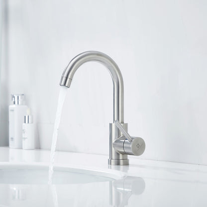 Rynx | Stainless Steel Low Pressure Basin Mixer Brushed Single Lever Faucet Bathroom