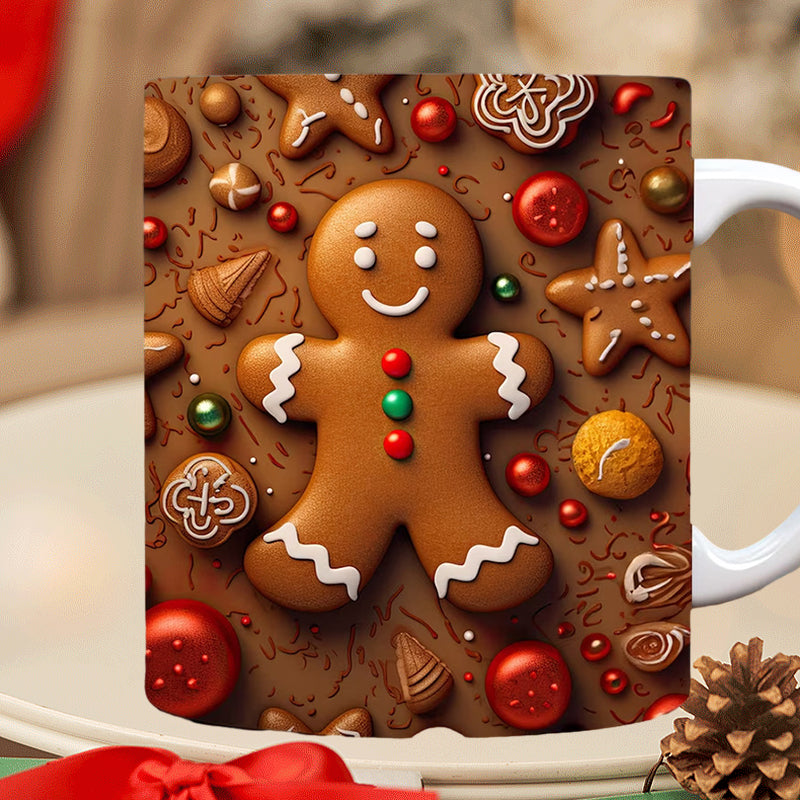 Rynx | 3d Christmas Gingerbread Man Ceramic Coffee Mug
