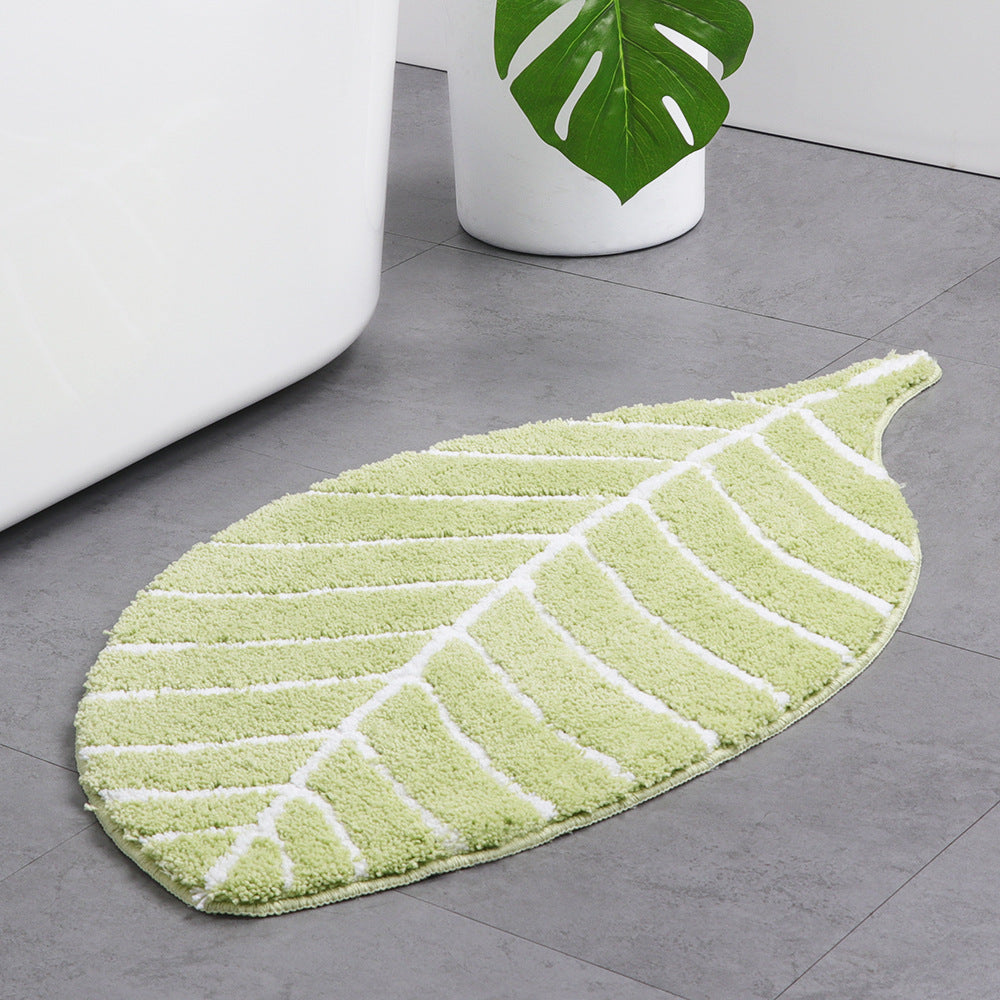 Rynx | Gentle Blue Leaves Bathroom Rug, 19.6'' x 37.4'', Floral Anti-Slip Bath Mat, Blue Plants Bathroom Rugs, Anti-Slip Toilet Rug, Soft Thick Bathroom Rug, Art Bathroom Mats, Best Bath Mats, Anti-Slip Shower Mat, Toilet Rug