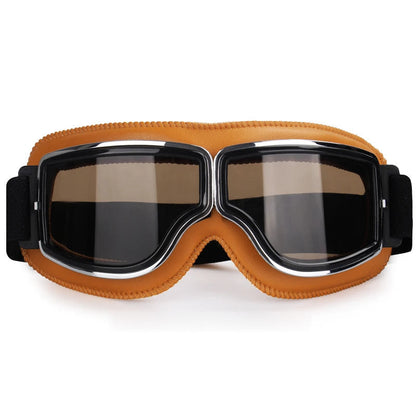 RYNX | Vintage-Motorcycle Glasses – Perfect Fit Over Your Glasses Khaki Leather - Brown Lenses