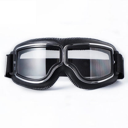 RYNX | Vintage-Motorcycle Glasses – Perfect Fit Over Your Glasses Black Leather - Clear Lens