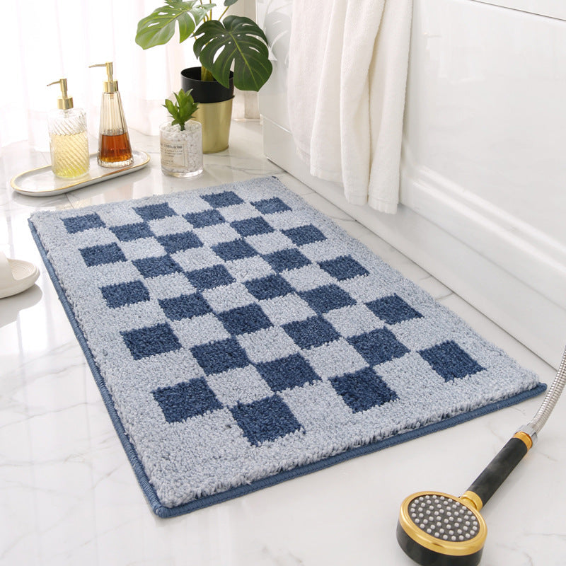 Rynx | Gray and White Checkered Ultra Soft Bathroom Rug, Multiple Sizes Bathroom Rug, Simple Soft Plush Water-Absorbent Mat, Machine Washable, Non-Slip Toilet Mat, Black and White Thick Bathroom Rug, Art Bathroom Rugs, Best Bathroom Rugs