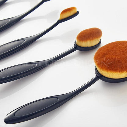 Rynx | 10 Pcs Professional Oval Makeup Brush Set - Designed for Your Curved Face