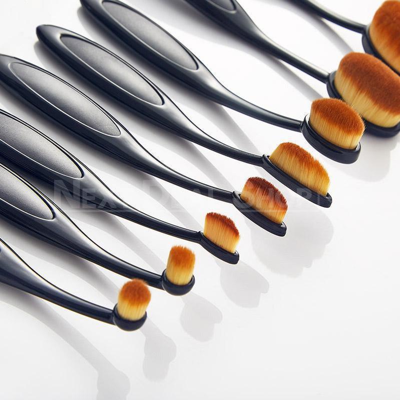 Rynx | 10 Pcs Professional Oval Makeup Brush Set - Designed for Your Curved Face