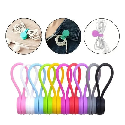Rynx | 10 Pieces Magnetic Silicone Cable and Key Organizer Bands