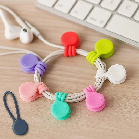 Rynx | 10 Pieces Magnetic Silicone Cable and Key Organizer Bands