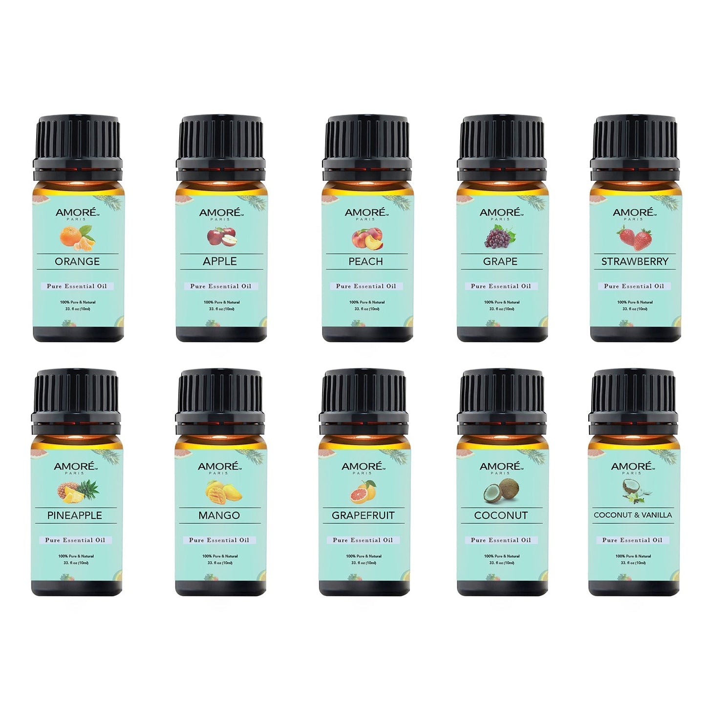 Rynx | 10-Pack: Fruity Scent Premium Aromatherapy Diffuser Oils Set For Candle & Soap Making