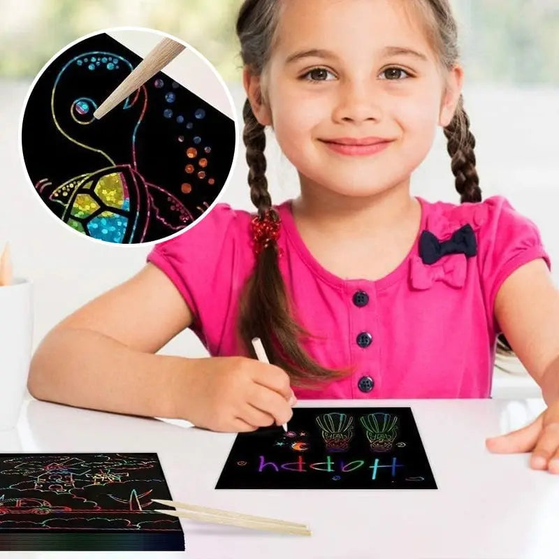 Rynx | 100 pieces scratch art set – Creative DIY fun for kids & adults