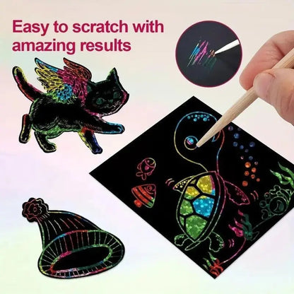 Rynx | 100 pieces scratch art set – Creative DIY fun for kids & adults