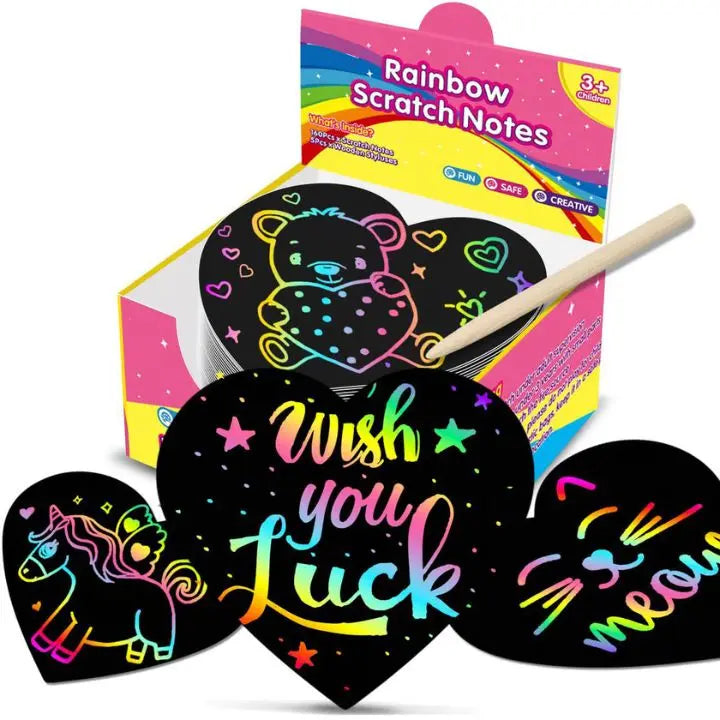 Rynx | 100 pieces rainbow scratch paper – creative, colorful & child-friendly