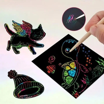 Rynx | 100 pieces rainbow scratch paper – creative, colorful & child-friendly