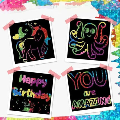 Rynx | 100 pieces rainbow scratch paper – creative, colorful & child-friendly