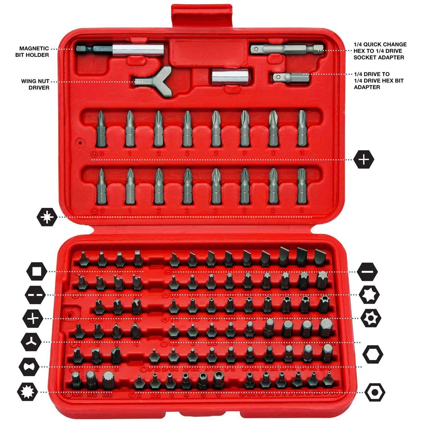 Rynx | 100 pieces: Neiko 10048A Premium Safety Bits Set